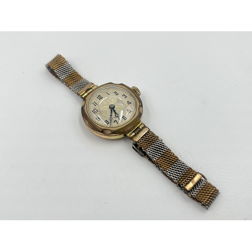 2151 - A cased Art Deco Claridge mechanical lady's wristwatch with textured foliate design dial