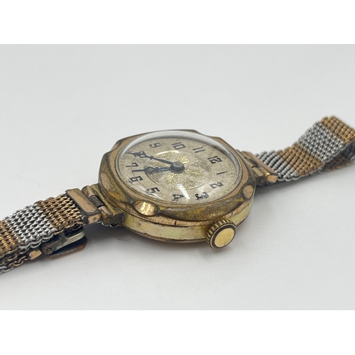 2151 - A cased Art Deco Claridge mechanical lady's wristwatch with textured foliate design dial