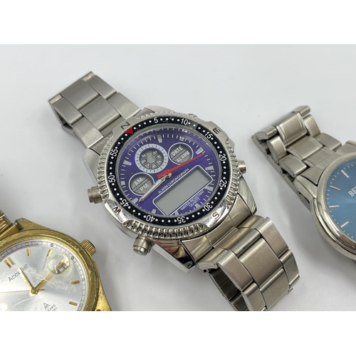 2157 - Four quartz men's wristwatches to include Accurist MS085, Lorus Sports etc.