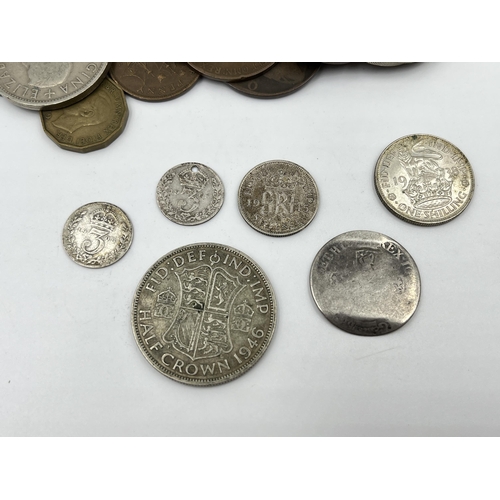 2270 - A collection of British pre-decimal coins with silver examples to include 50% 1946 ½ crown, 1938 shi... 