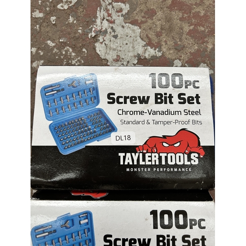 934 - Two as new cased Tayler Tools 100 piece screw bit sets