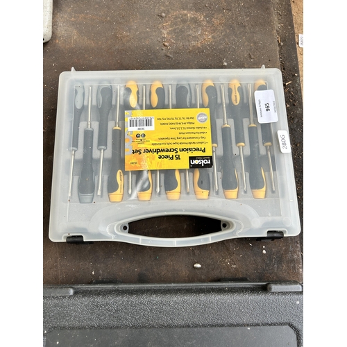 965 - Two cased tool sets, one DeWalt 100 piece drill bits and one Rolson 15 piece screwdriver