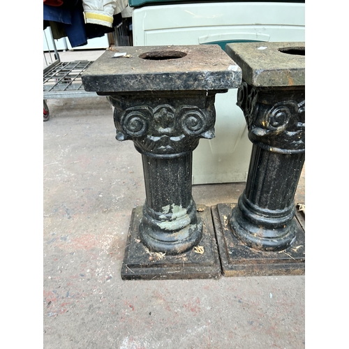 1003 - Three Neoclassical style cast iron Corinthian column pillars