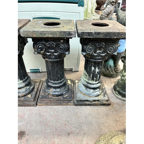 1003 - Three Neoclassical style cast iron Corinthian column pillars