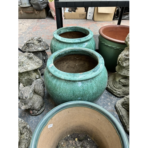 994 - Three glazed terracotta planters