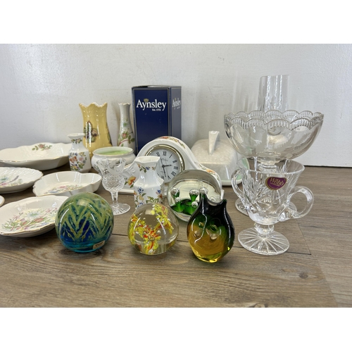 1083 - A collection of ceramics and glassware to include Aynsley Orchard Gold 6