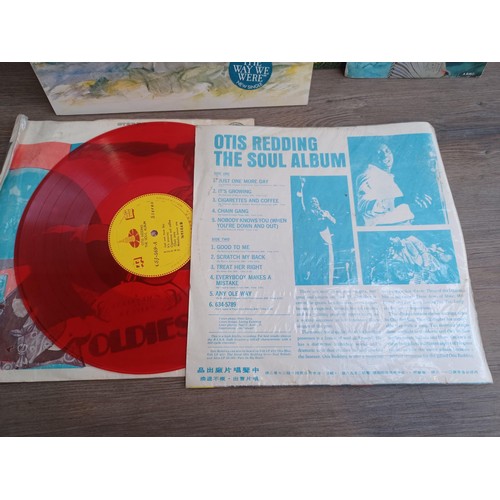 775 - A collection of vinyl records to include Bob Dylan/The Band, The Bee Gees, five Taiwanese unofficial... 