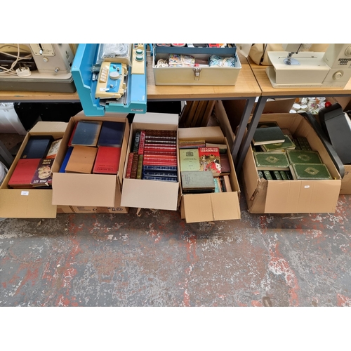 1112 - Five boxes containing a large collection of early to mid 20th century and later books