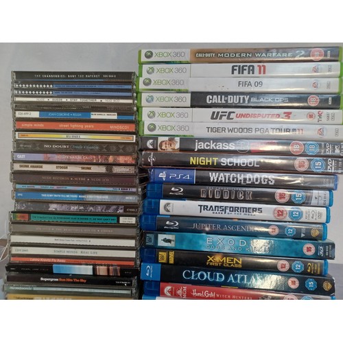 778 - A collection of Blu-rays, console game discs and CDs to include Radiohead, No Doubt, Headswim, Coldp... 