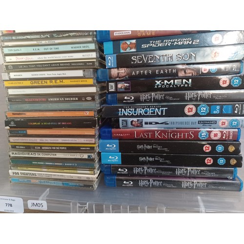 778 - A collection of Blu-rays, console game discs and CDs to include Radiohead, No Doubt, Headswim, Coldp... 