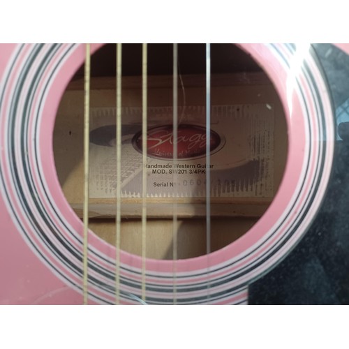 781 - Four guitars, Burswood, Gear 4 music and Crafter electric and pink Stagg ¾ size steel strung acousti... 