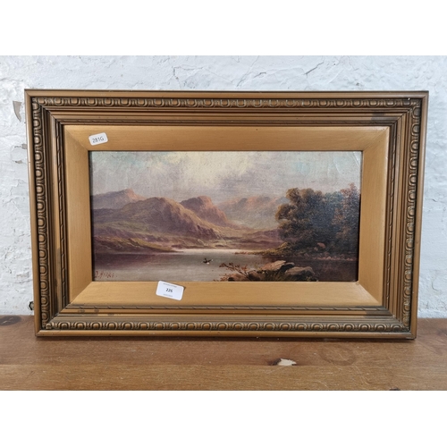 226 - A late 19th/early 20th century gilt framed oil on canvas of a landscape scene signed D. Hirks - appr... 