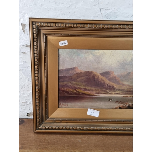 226 - A late 19th/early 20th century gilt framed oil on canvas of a landscape scene signed D. Hirks - appr... 