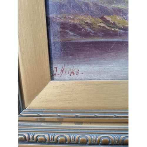 226 - A late 19th/early 20th century gilt framed oil on canvas of a landscape scene signed D. Hirks - appr... 