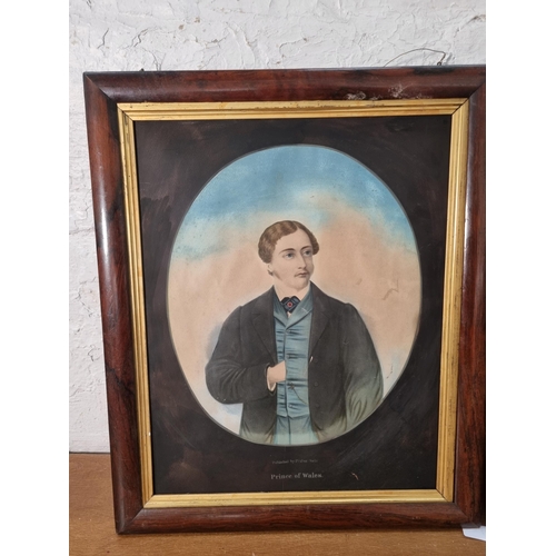 229 - Two 19th century rosewood framed hand coloured portraits published by F. Silber Berlin - approx. 58c... 