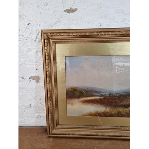 235 - A late 19th/early 20th century gilt framed oil painting of a landscape scene - approx. 41cm high x 6... 