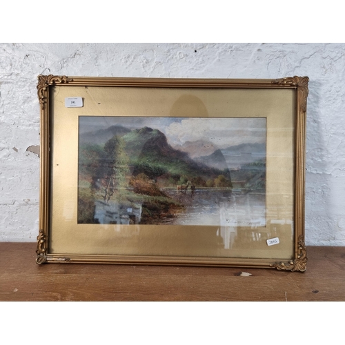 241 - A late 19th/early 20th century gilt framed mixed media painting signed F.E. Harrison - approx. 40cm ... 