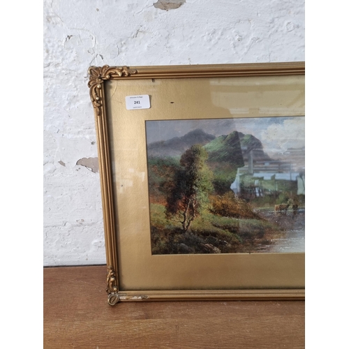 241 - A late 19th/early 20th century gilt framed mixed media painting signed F.E. Harrison - approx. 40cm ... 