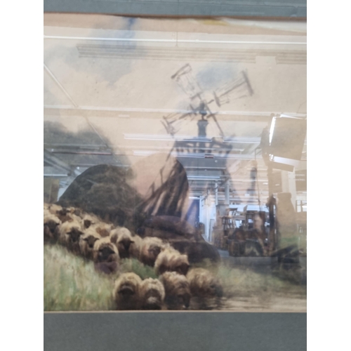 244 - Two framed farming scene watercolours by John Robert Keitley Duff - approx. 46cm high x 60cm wide