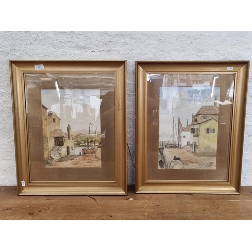 245 - Two 1920s gilt framed A. Sandland watercolours - approx. 60cm high x 48cm wide