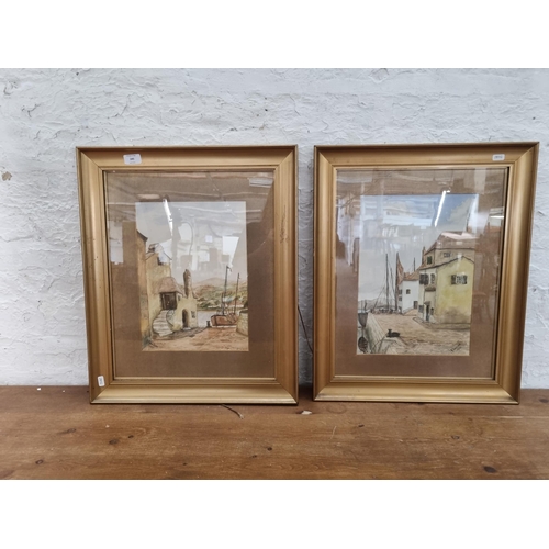 245 - Two 1920s gilt framed A. Sandland watercolours - approx. 60cm high x 48cm wide