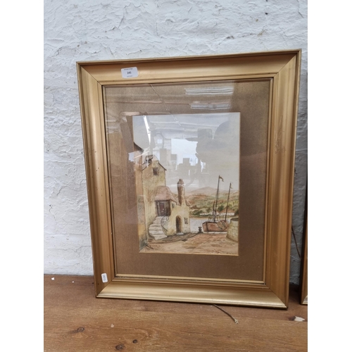 245 - Two 1920s gilt framed A. Sandland watercolours - approx. 60cm high x 48cm wide