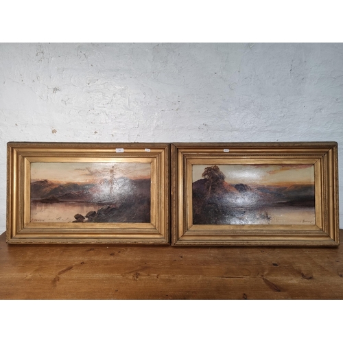 246 - Two gilt framed A. Newman landscape scene oil paintings - approx. 50cm high x 80cm wide