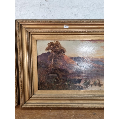 246 - Two gilt framed A. Newman landscape scene oil paintings - approx. 50cm high x 80cm wide