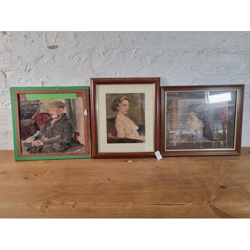 250 - Three mid 20th century William Kenneth Harper (Burslem School of Art) portrait oil paintings, Spanis... 