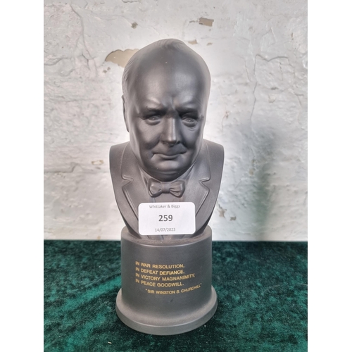 259 - A Wedgwood black basalt bust of Sir Winston S. Churchill - approx. 18.5cm high