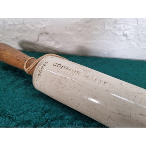 288 - A 1920s Isobel ceramic and boxwood rolling pin - approx. 50cm long