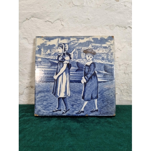 289 - A 19th century Josiah Wedgwood & Sons Etruria Old English Months Series July ceramic tile - approx. ... 