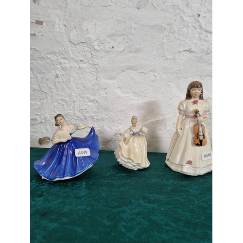 294 - Six Royal Doulton miniature figurines, Fair Lady HN 3216, Elaine HN 3214, Young Melody HN 3654, Let'... 