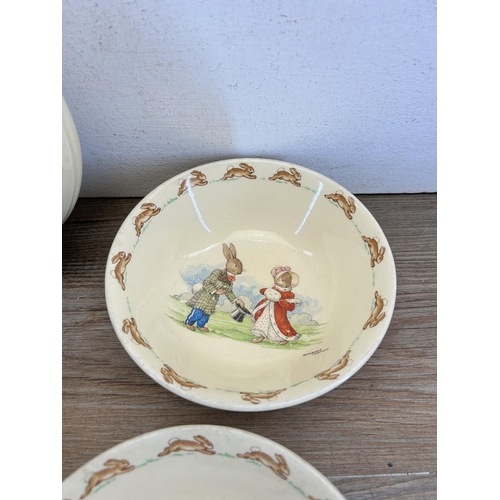 305 - Six pieces of Royal Doulton Bunnykins china to include cup and saucer etc.