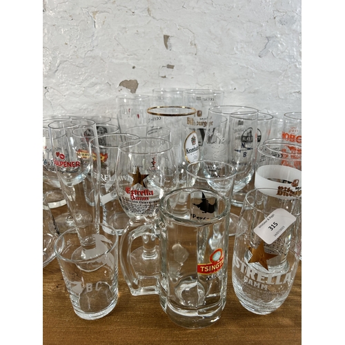 315 - Forty four advertising drinking glasses to include Estrella, Hobgoblin, BrewDog, Camden Town, Vocati... 