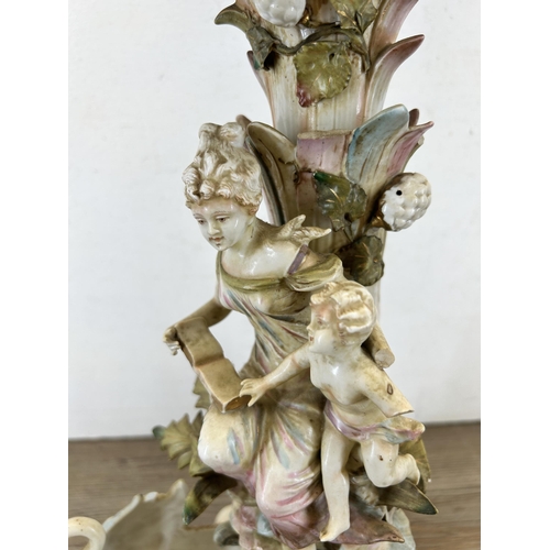 326 - A 19th century continental porcelain figural centrepiece - approx. 58cm high