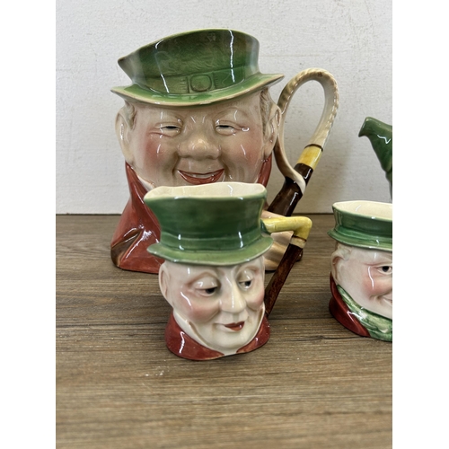 334 - Six pieces of Beswick Ware Charles Dickens china to include 691 Sairey Gamp teapot, 281 Tony Weller ... 