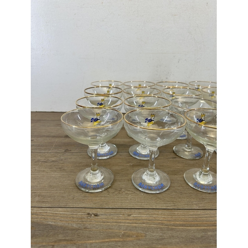 340 - Seventeen vintage Babycham advertising drinking glasses