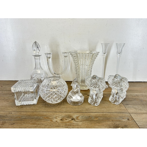 342 - A collection of glassware to include Royal Crystal Rock dolphin paperweight, Nachtmann twin branch c... 