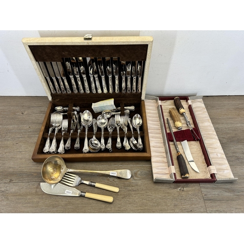 354 - A collection of cutlery to include Slaok & Barlow of Sheffield canteen of silver plated cutlery, cas... 