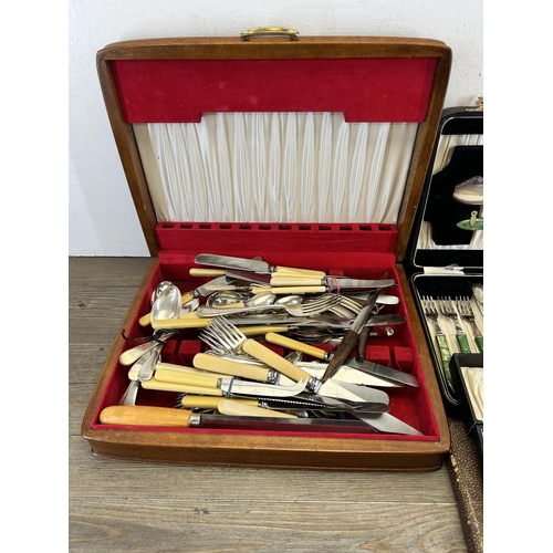 358 - Five cased silver plated and stainless steel cutlery sets to include Walker & Hall etc. together wit... 