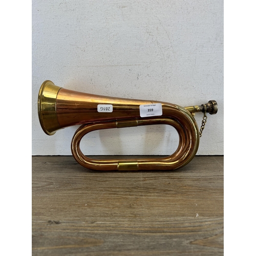 359 - A copper and brass bugle