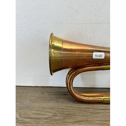 359 - A copper and brass bugle