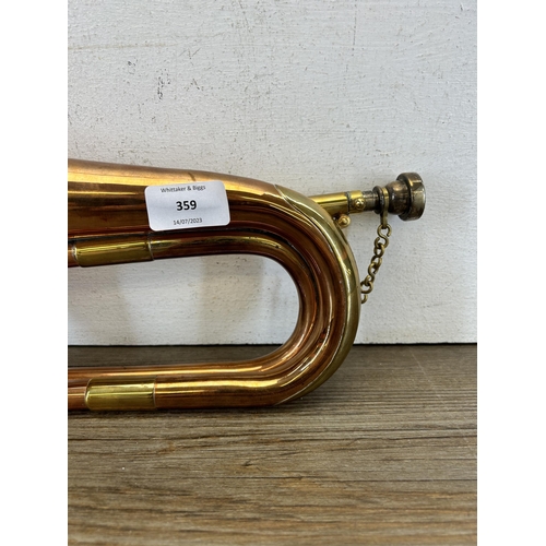 359 - A copper and brass bugle