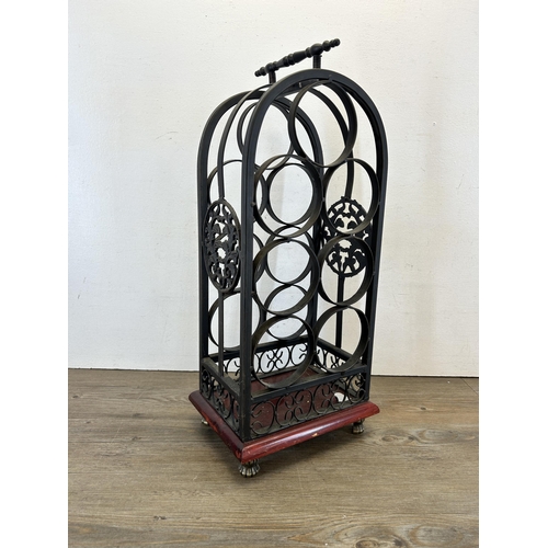 367 - A 19th century style wrought iron seven section bottle holder - approx. 59cm high