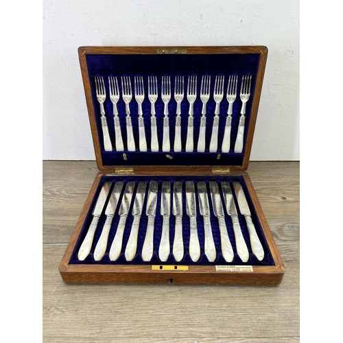 370 - A Pearce & Sons twenty four piece canteen of silver plated and mother pearl handled cutlery