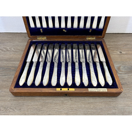 370 - A Pearce & Sons twenty four piece canteen of silver plated and mother pearl handled cutlery