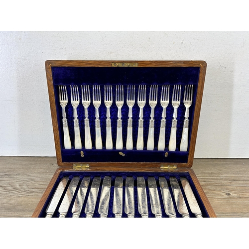 370 - A Pearce & Sons twenty four piece canteen of silver plated and mother pearl handled cutlery