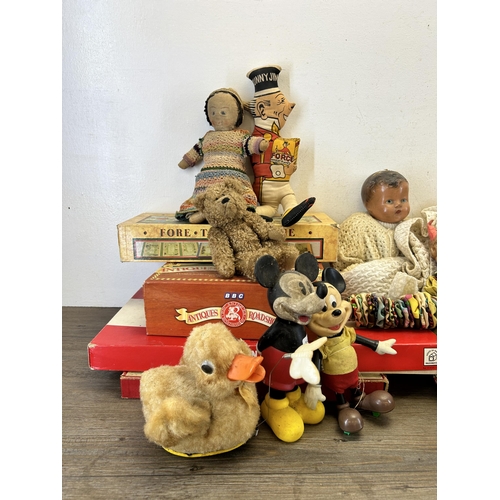 388 - A collection of toys and games to include Sunny Jim, Forge Wheat flakes advertising doll, two vintag... 