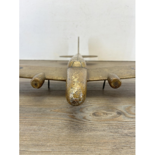 394 - A vintage hand made wooden B-17 model aircraft